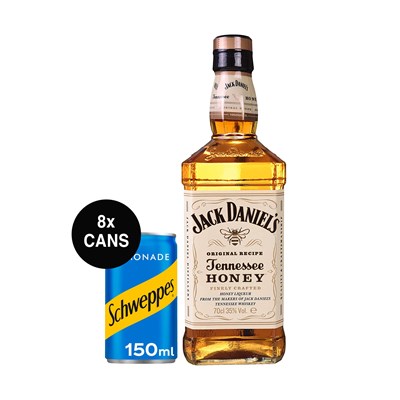 Jack Daniels Tennessee Honey 70cl and 8 Cans Of Lemonade
